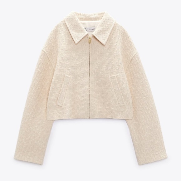 Zara Textured Weave Bomber Jacket NWT - Picture 11 of 14